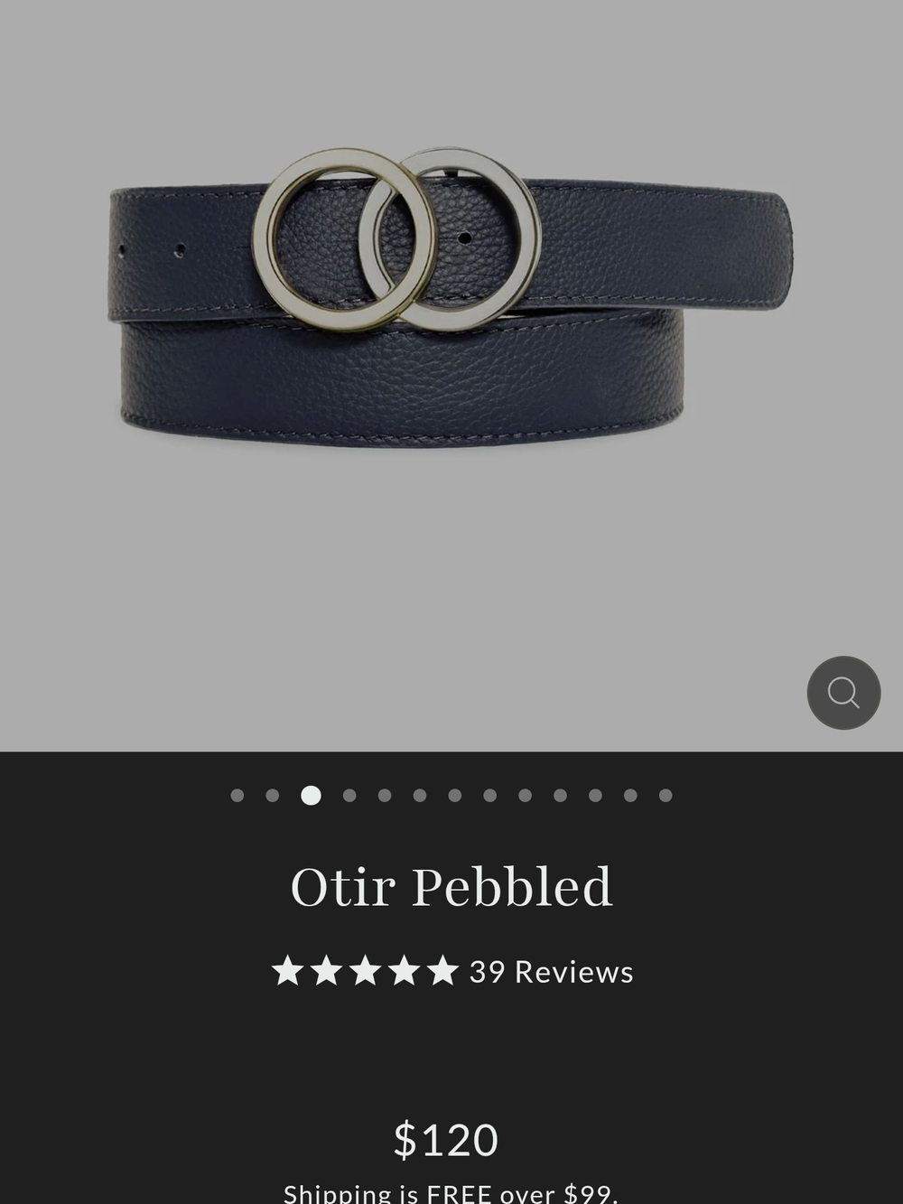 Otir Pebbled Navy Double-Ring Leather Belt